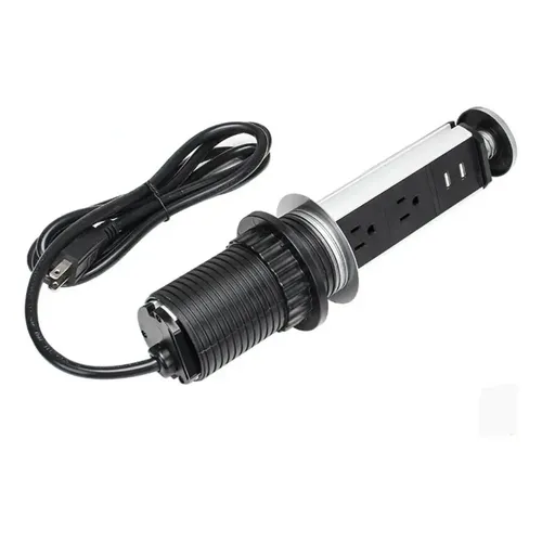 Pasacables para escritorios cocinas muebles 3 tomas + 2 USB aluminio