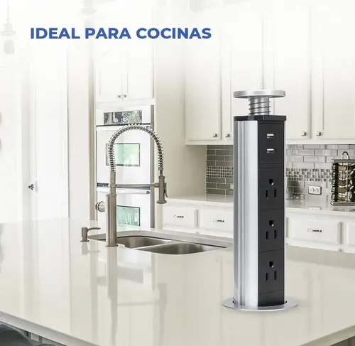 Pasacables para escritorios cocinas muebles 3 tomas + 2 USB aluminio - Image 8