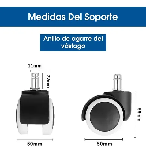 Ruedas para sillas de oficina presentación 5 unidades - Image 6