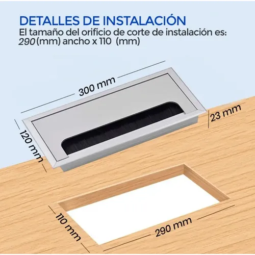 Pasacables de aluminio en color negro blanco aluminio plateado - Image 9
